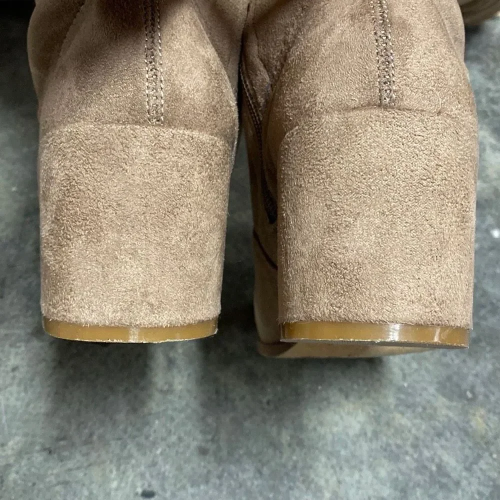 Yoki Tan Faux Suede Over The Knee Boots Size 9
